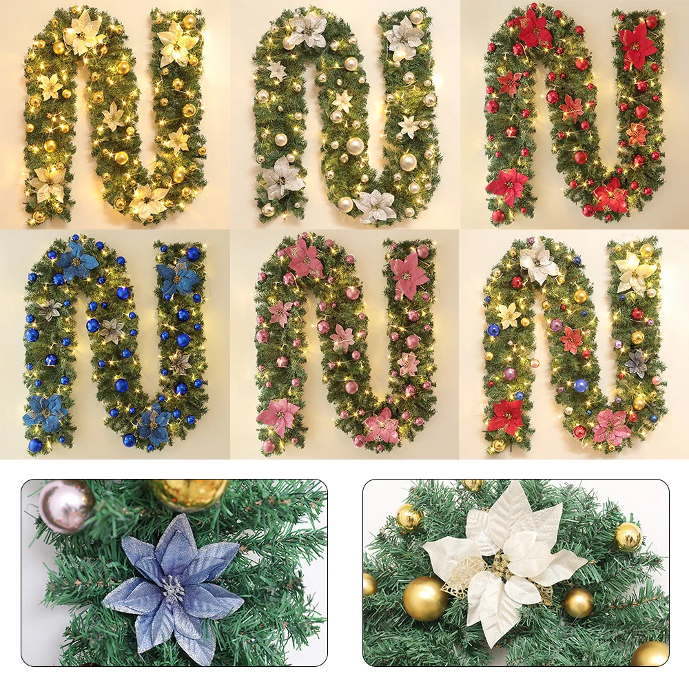 2.7M Artificial Christmas Garland Wreath LED Lights Rattan Pine Tree Hanging Ornament Party Wedding Home New Year Navidad Decor 
2.7M Artificial Christmas Garland Wreath LED Lights Rattan Pine Tree Hanging Ornament Party Wedding Home New Year Navidad Decor