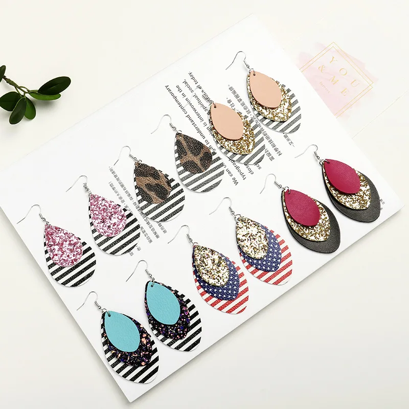 Fashion Jewelry Multi-layer Sequined PU Leather Earrings Faux Leather Dangle Earrings
Fashion Jewelry Multi-layer Sequined PU Leather Earrings Faux Leather Dangle Earrings