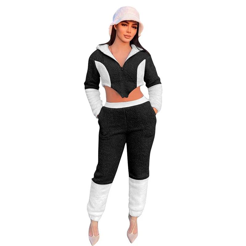 Fashion Cute Patchwork Women 2pc Suits Long Sleeve Hooded Zipper Crop Top + Elastic Waist Pants Casual Streetwear Pants Sets
Fashion Cute Patchwork Women 2pc Suits Long Sleeve Hooded Zipper Crop Top + Elastic Waist Pants Casual Streetwear Pants Sets