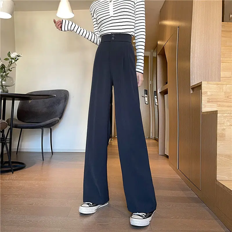 

Broad-legged Women Spring and autumn 2021 new high-waisted trousers with a slim, wide-fitting, loose-fitting, floor-to-ceiling