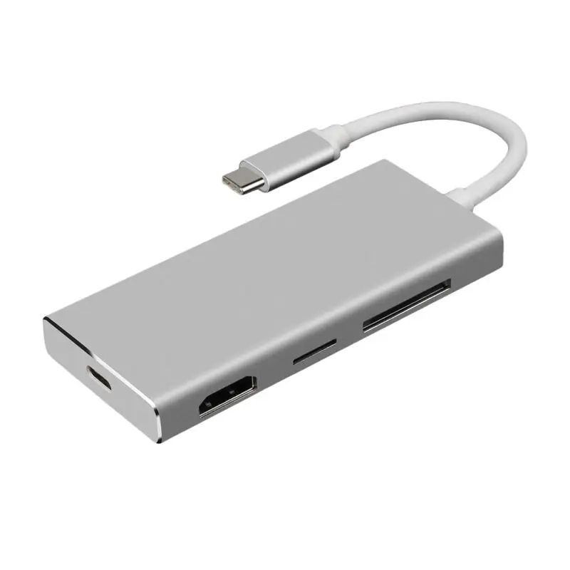 Фото 7 в 1 Usb C концентратор адаптер с 3 0 портами/Hdmi выход/type зарядный порт/Sd/Micro Sd кард(Aliexpress на русском)