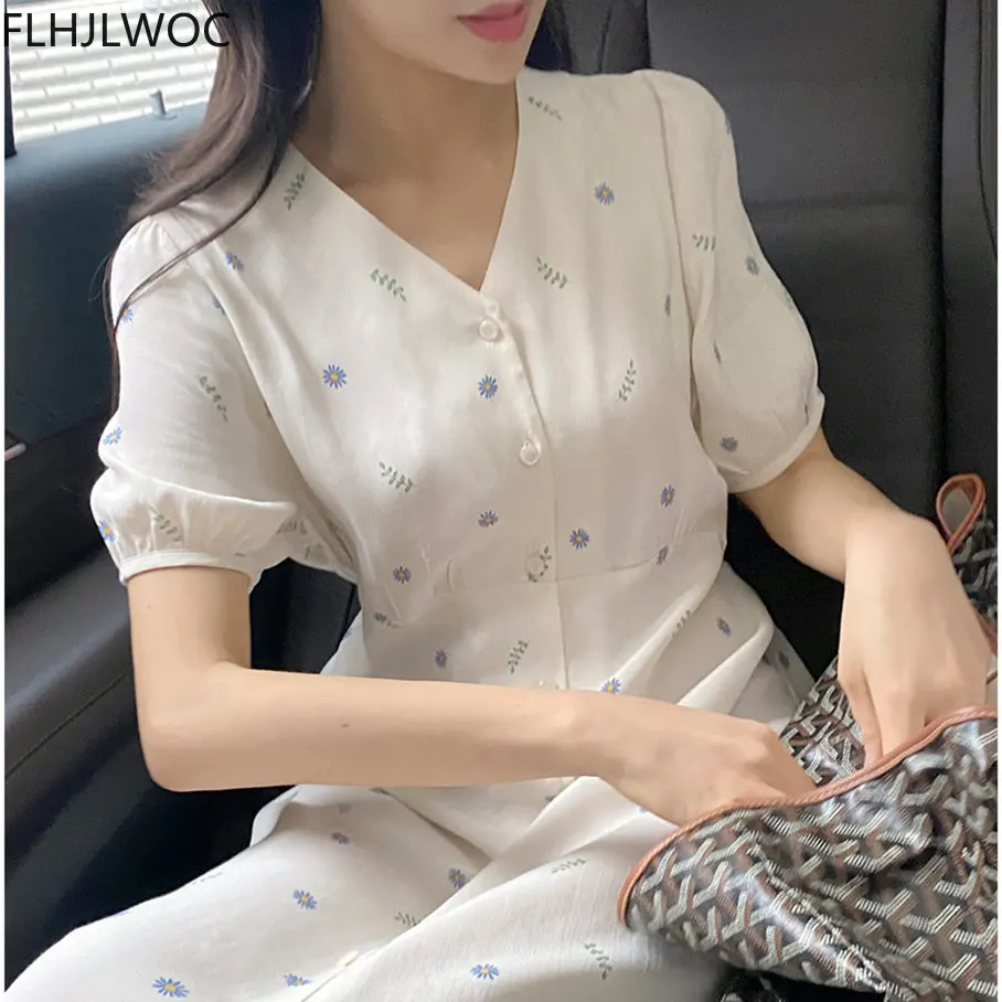 Korean Chic Long Dress Summer Short Sleeve Elegant Office Lady Temperament Lace-Up Floral Print Retro Vintage Women Dress
Korean Chic Long Dress Summer Short Sleeve Elegant Office Lady Temperament Lace-Up Floral Print Retro Vintage Women Dress