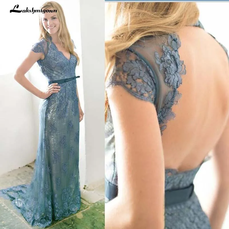 Sexy Key Hole Back Lace Evening Dresses Dusty Blue Sheath Vintage Full Lace Long Prom Gowns Cap Sleeves Mother Dresses
Sexy Key Hole Back Lace Evening Dresses Dusty Blue Sheath Vintage Full Lace Long Prom Gowns Cap Sleeves Mother Dresses