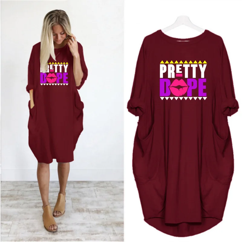 Women Harajuku Letter Print Dresses Loose Long Sleeve o Neck Pockets Oversized Casual Party Wear Femme Robe Streetwear
Women Harajuku Letter Print Dresses Loose Long Sleeve o Neck Pockets Oversized Casual Party Wear Femme Robe Streetwear