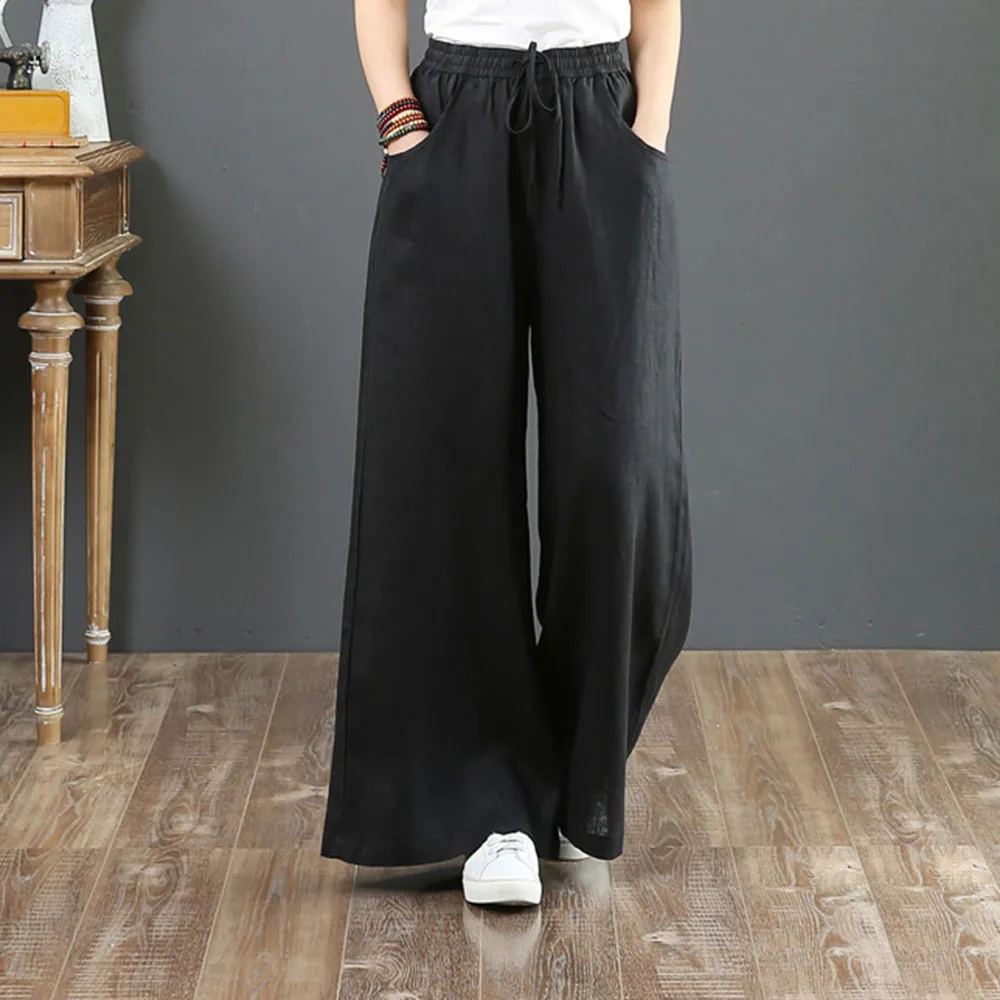 Plain Loose Ribbon Women's Fashion High Waist Wide Leg Pants Casual Pants Summer Female Spring New Korean Long Trousers Black 
Plain Loose Ribbon Women's Fashion High Waist Wide Leg Pants Casual Pants Summer Female Spring New Korean Long Trousers Black