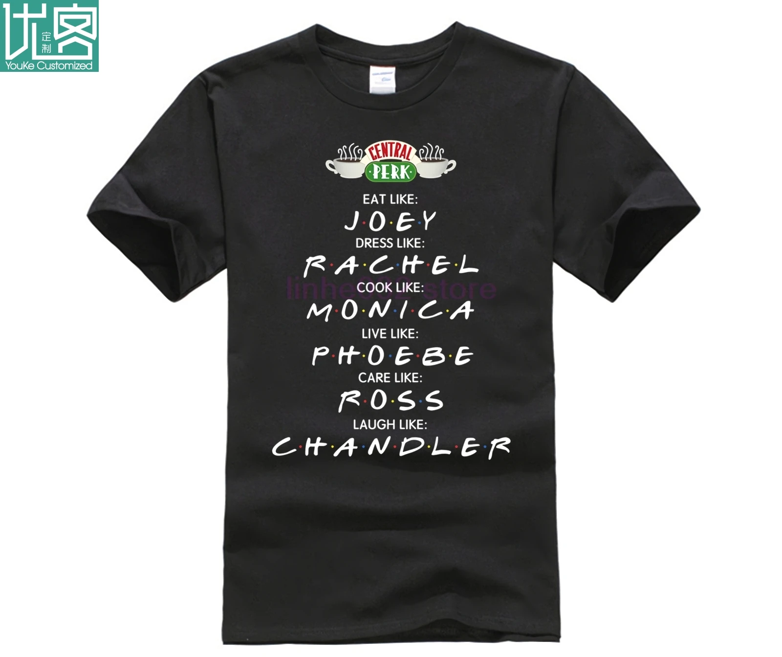 Фото Мужская короткая футболка с принтом съедобного как Джои Рейчел друзья ТВ шоу 2020