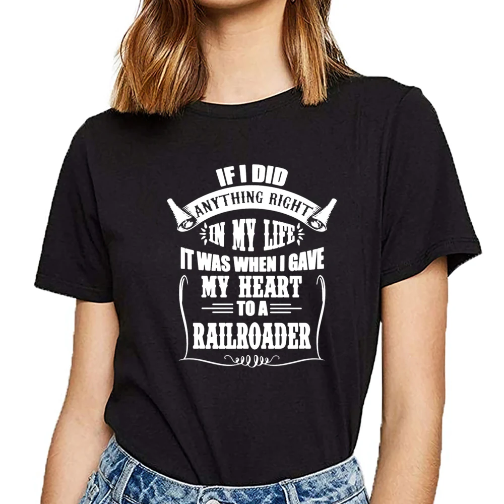 Tops T Shirt Women my heart to a railroader Casual Black Short Female Tshirt
Tops T Shirt Women my heart to a railroader Casual Black Short Female Tshirt