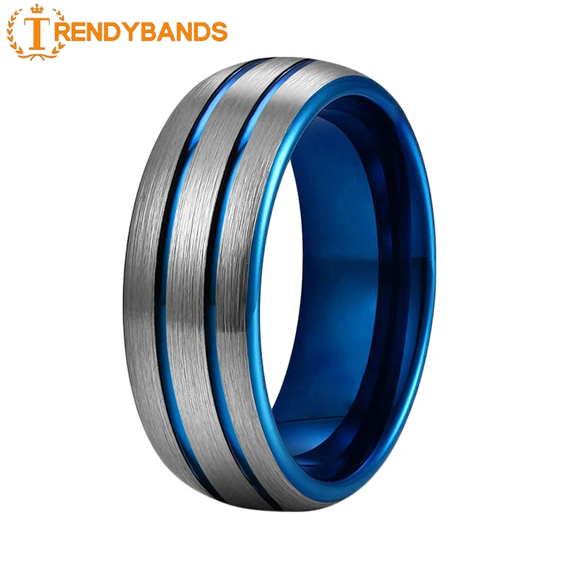 Blue Mens Womens 8MM Tungsten Carbide Engagement Rings Wedding Band Two Grooved Fashion Jewelry Brushed Finish Comfort Fit
Blue Mens Womens 8MM Tungsten Carbide Engagement Rings Wedding Band Two Grooved Fashion Jewelry Brushed Finish Comfort Fit