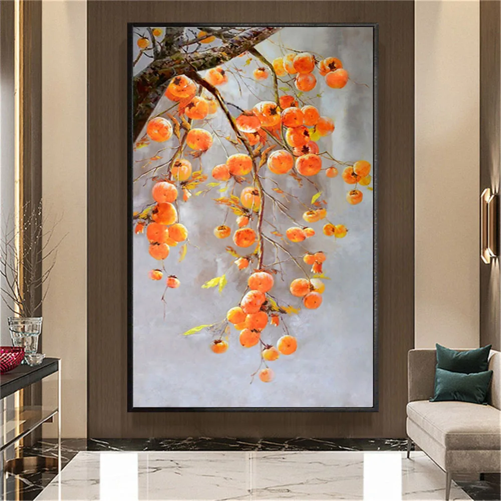 Hand-painted beautiful oil painting autumn harvest season fruit persimmons means safe entrance living room decoration wall art
Hand-painted beautiful oil painting autumn harvest season fruit persimmons means safe entrance living room decoration wall art