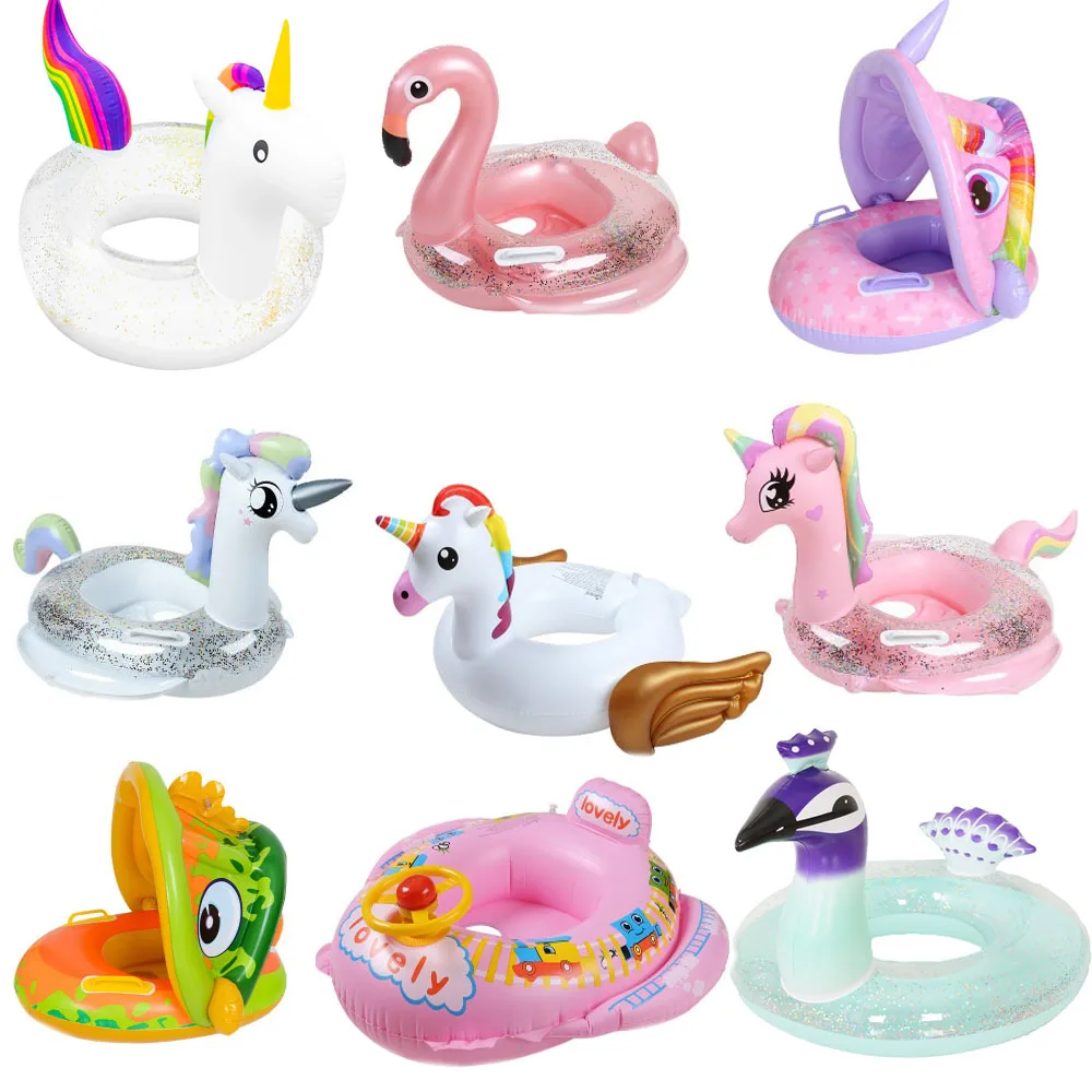 Inflatable Flamingo Kids Baby Swimming Ring Summer Beach Party Pool Toys Circle Float Seat Accessories | Спорт и развлечения