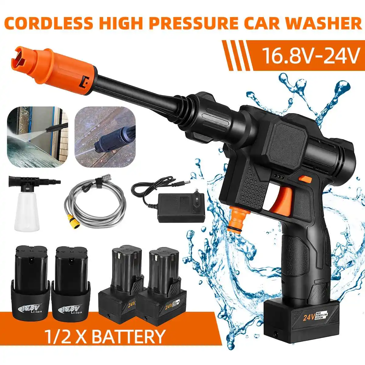 48 Bar 500W Cordless High Pressure Car Washer Rechargeable Lithium Battery Portable Water Gun Spray Cleaner Foam Generator
48 Bar 500W Cordless High Pressure Car Washer Rechargeable Lithium Battery Portable Water Gun Spray Cleaner Foam Generator