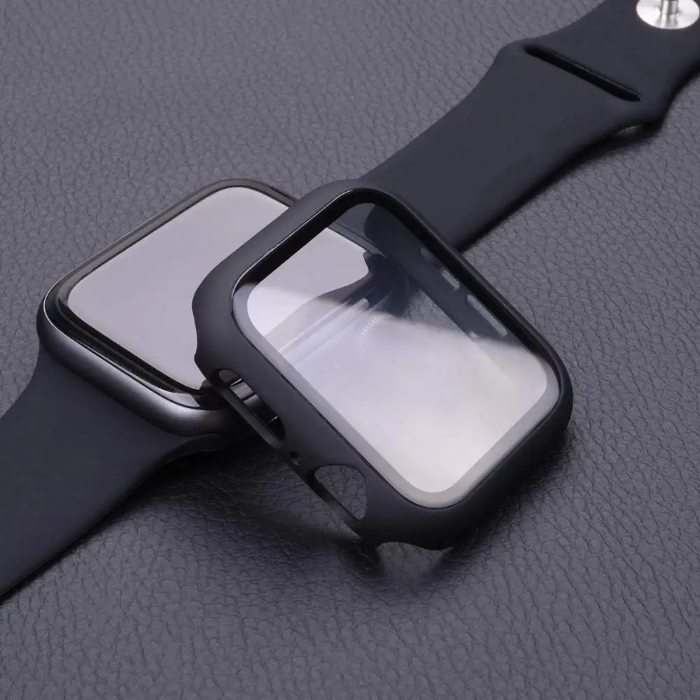 Чехол + закаленное стекло для Apple Watch 44 мм 40 серия 5 4 3 2 1 Защитная крышка экрана