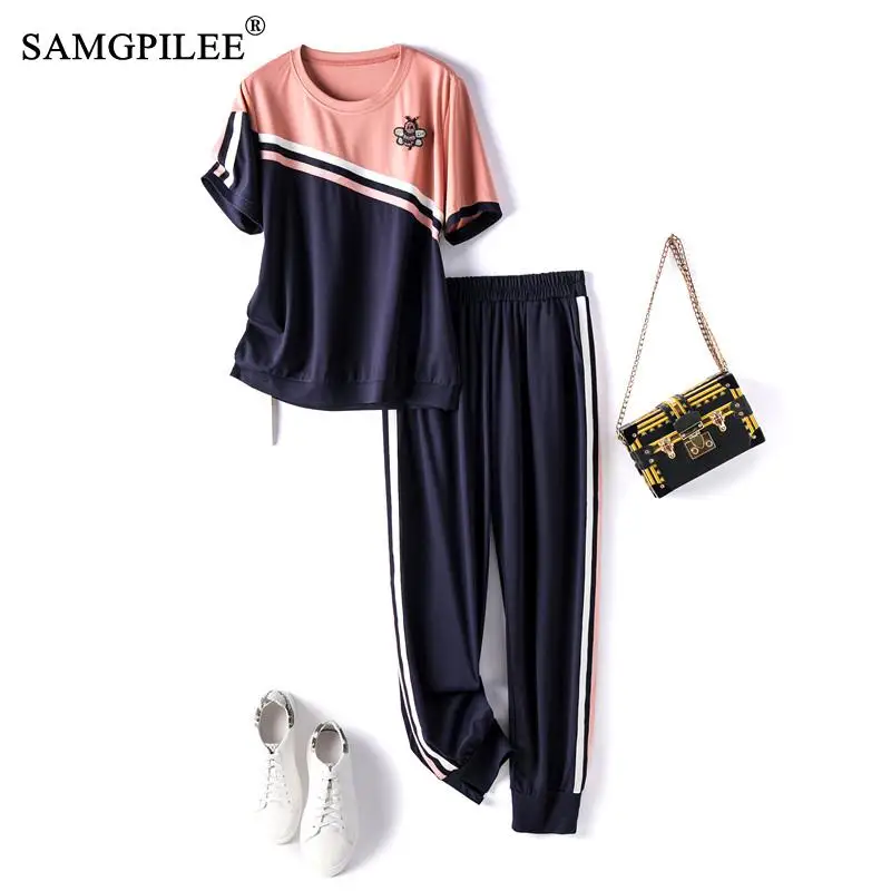Summer Two Piece Sets For Women 2021 New Fashion Patchwork Casual Hit Color Beaded 2 Pcs Woman Sport Suits Plus Size 4XL
Summer Two Piece Sets For Women 2021 New Fashion Patchwork Casual Hit Color Beaded 2 Pcs Woman Sport Suits Plus Size 4XL