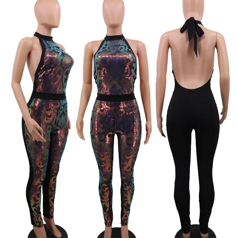 Halter High Quality Casual Sequined Jumpsuits Women Elegant Slim Bodysuits Plus Size Nightclub Backless Sexy Beaded Gold Romper
Halter High Quality Casual Sequined Jumpsuits Women Elegant Slim Bodysuits Plus Size Nightclub Backless Sexy Beaded Gold Romper
