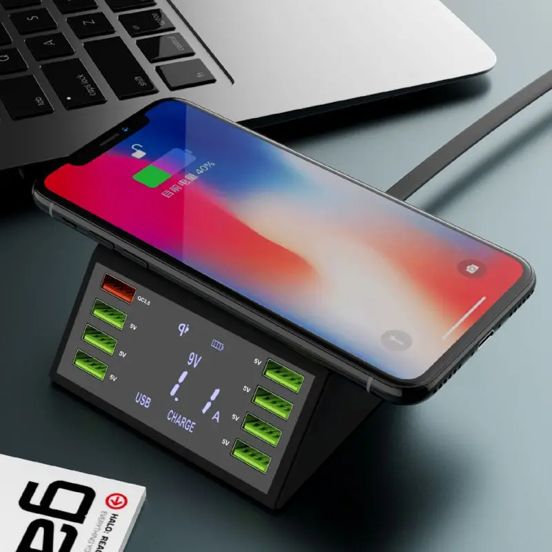 Digital Display 8-USB Ports Mobile Phone Smart Charger QC3.0 Wireless Fast Charging UA/EU/UK Plug Smart Phone Charger
Digital Display 8-USB Ports Mobile Phone Smart Charger QC3.0 Wireless Fast Charging UA/EU/UK Plug Smart Phone Charger