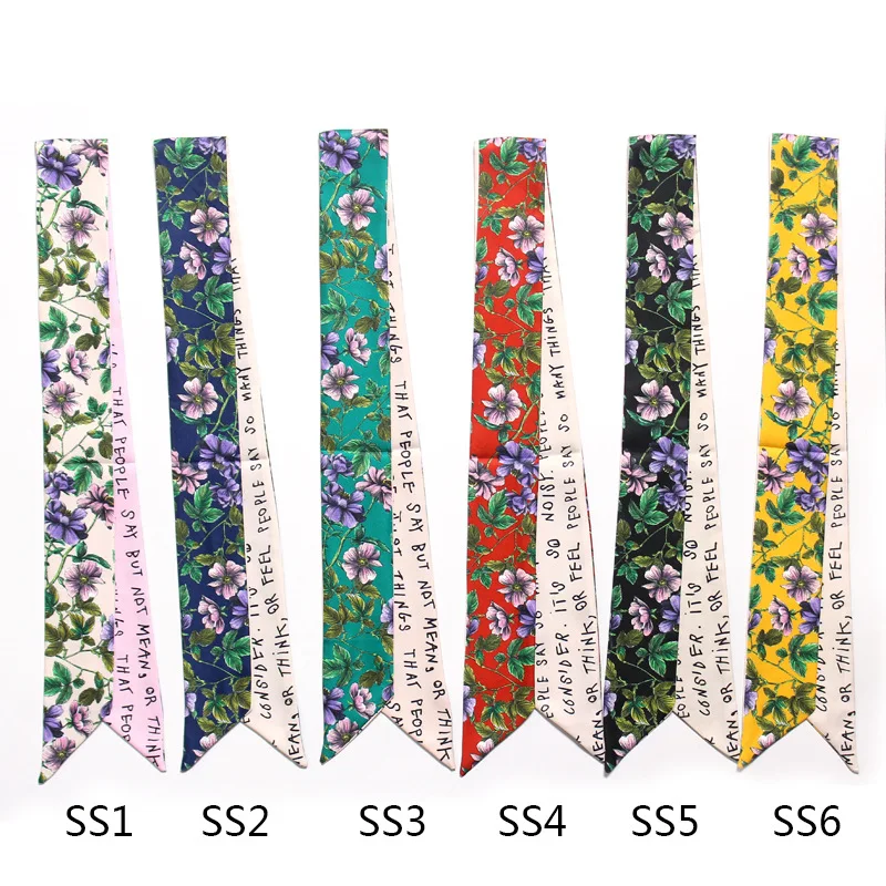 New Design 6 Color Skinny Scarf Print Women Silk Scarf Double-layer Printing of Floral Letters Female Headband Wholesale 5*100cm
New Design 6 Color Skinny Scarf Print Women Silk Scarf Double-layer Printing of Floral Letters Female Headband Wholesale 5*100cm