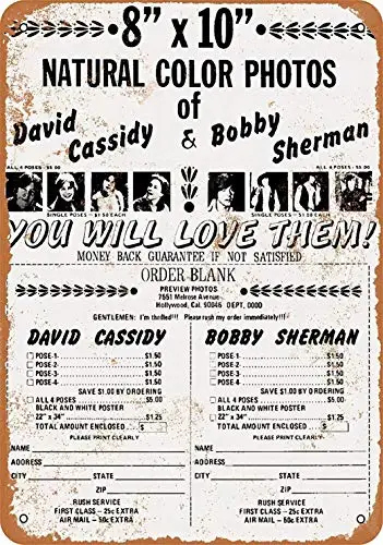 8x12 металлический знак-фотографии Дэвида Кессиди и Бобби Шермана-винтажный декор стен искусство
8x12 металлический знак-фотографии Дэвида Кессиди и Бобби Шермана-винтажный декор стен искусство