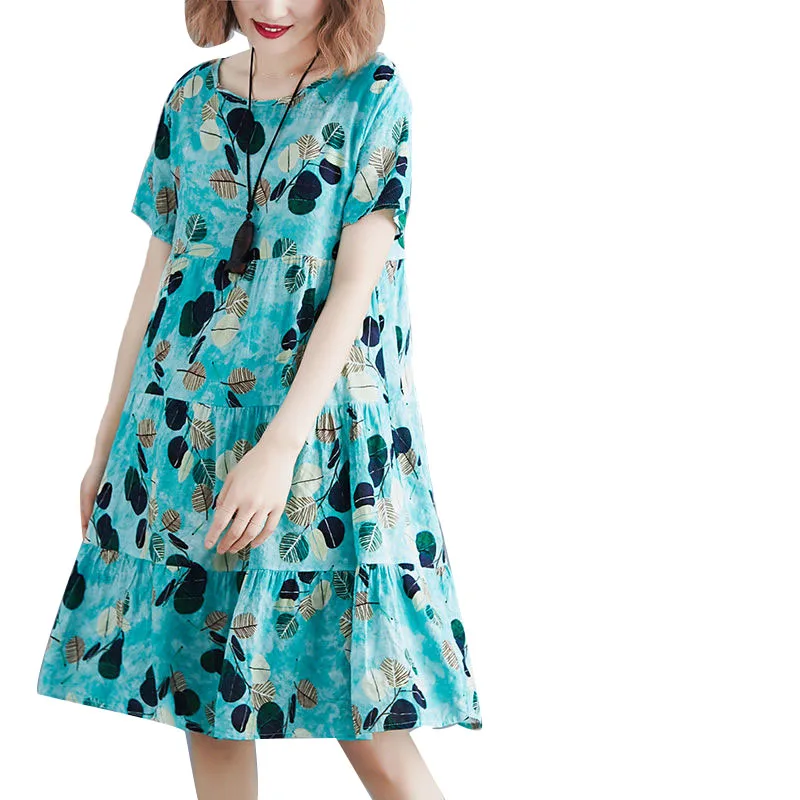 New Style Women's Cotton-linen O-collar Dresses Flower-crushed Dresses Women's Loose Summer Dresses SS647
New Style Women's Cotton-linen O-collar Dresses Flower-crushed Dresses Women's Loose Summer Dresses SS647