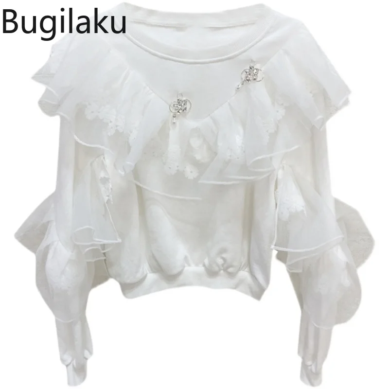 Bugilaku White O Neck Sweatshirt Women 2021 Autumn New Loose Long Sleeve Ruffles Chic Hoodies Fashion Korean Style Tops Female
Bugilaku White O Neck Sweatshirt Women 2021 Autumn New Loose Long Sleeve Ruffles Chic Hoodies Fashion Korean Style Tops Female