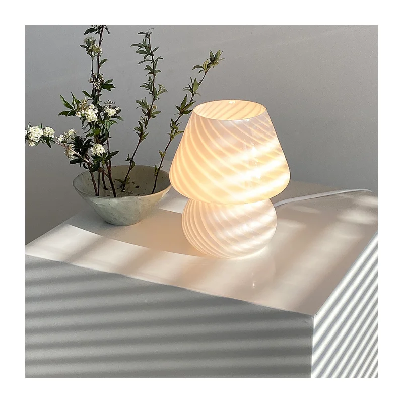 Glass LED Desk Lamp for Bedroom Bedside Korean Ins Style Striped Mushroom Table Lamp Modern Nordic Nachttischlampe Bedroom Light
Glass LED Desk Lamp for Bedroom Bedside Korean Ins Style Striped Mushroom Table Lamp Modern Nordic Nachttischlampe Bedroom Light