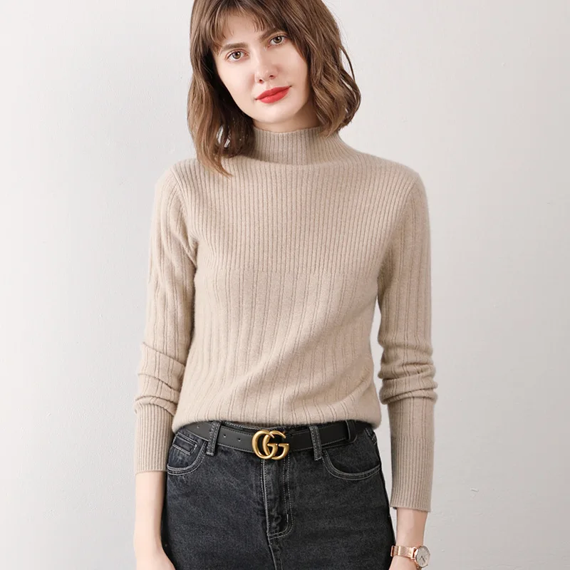 Half Turtleneck Wool Sweater New Thicken Collar Short Slim Fit Solid Color Knitted Base Women's Clothes Winter 2020 Pullover
Half Turtleneck Wool Sweater New Thicken Collar Short Slim Fit Solid Color Knitted Base Women's Clothes Winter 2020 Pullover