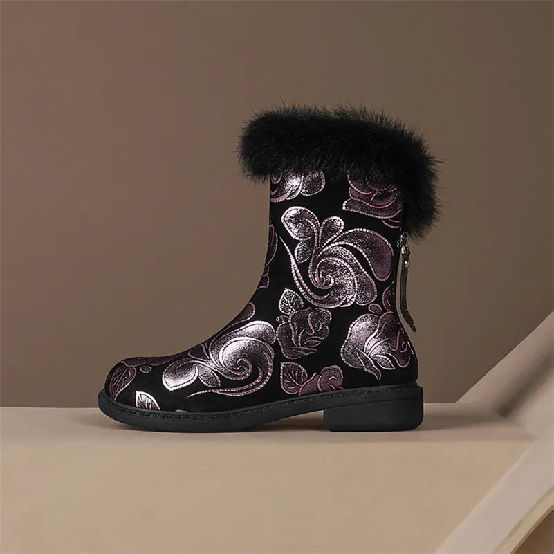 Meotina Real Wool Fur Mid Calf Boots Women Shoes Real Leather Low Heel Snow Boots Flower Block Heels Zipper Warm Boots Winter 40
Meotina Real Wool Fur Mid Calf Boots Women Shoes Real Leather Low Heel Snow Boots Flower Block Heels Zipper Warm Boots Winter 40