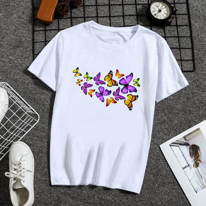 Colorful butterfly T-shirt ladies cute clothes Harajuku T-shirt cool T-shirt cartoon female graphic T-shirt top women
Colorful butterfly T-shirt ladies cute clothes Harajuku T-shirt cool T-shirt cartoon female graphic T-shirt top women