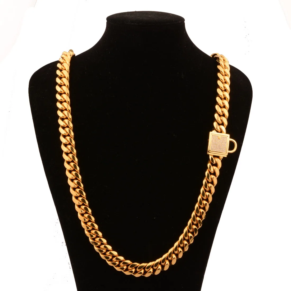 Trendy Zircon 14MM Stainless Steel Gold Clasp Jewelry Miami Cuban Chain Mens/Womens Necklace Or Bracelet 7"-40" Xmas Gift New
Trendy Zircon 14MM Stainless Steel Gold Clasp Jewelry Miami Cuban Chain Mens/Womens Necklace Or Bracelet 7"-40" Xmas Gift New