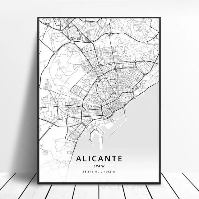 Huelva A Coruna Valladolid Alicante Map Spain Canvas Art Poster Maps Black White Hd Print for Living Room Home Decor Gift
Huelva A Coruna Valladolid Alicante Map Spain Canvas Art Poster Maps Black White Hd Print for Living Room Home Decor Gift