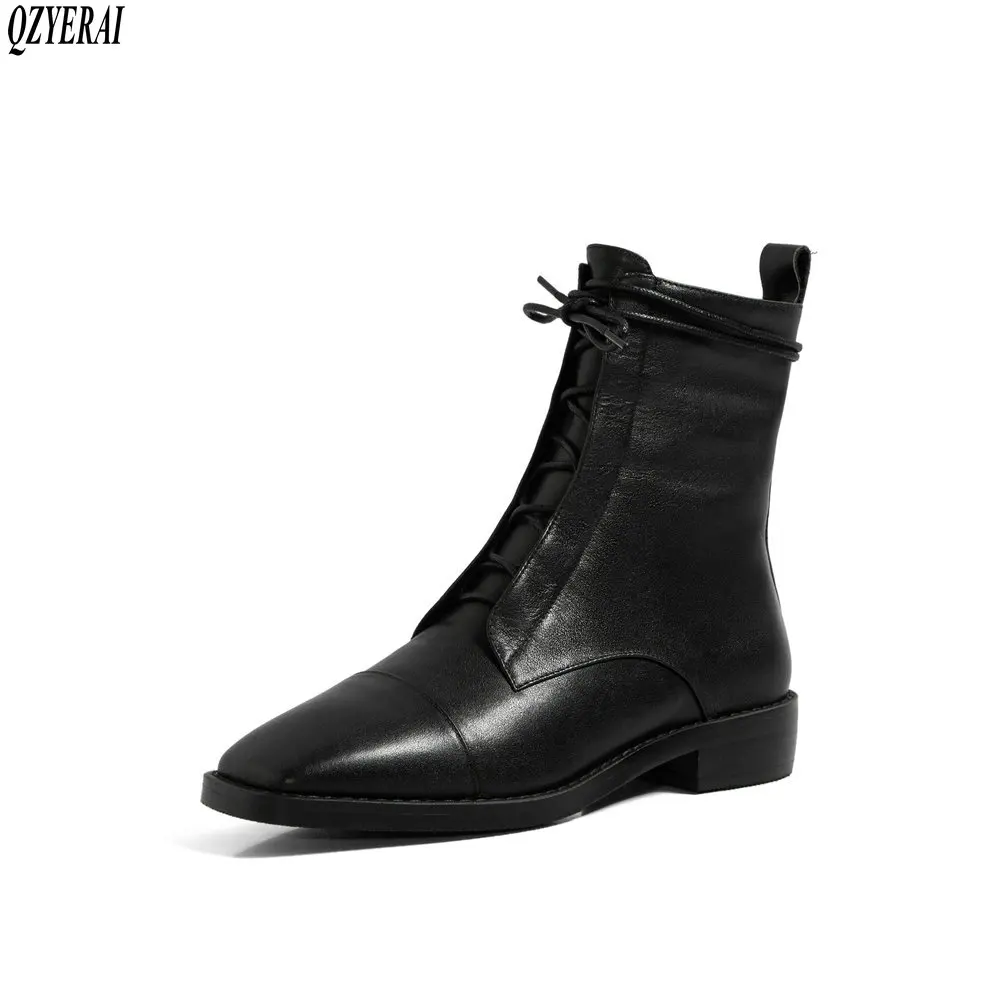 QZYERAI Autumn winter new Genuine leather Women boots ankle fashion Female boots Square head cowhide Women shoes
QZYERAI Autumn winter new Genuine leather Women boots ankle fashion Female boots Square head cowhide Women shoes