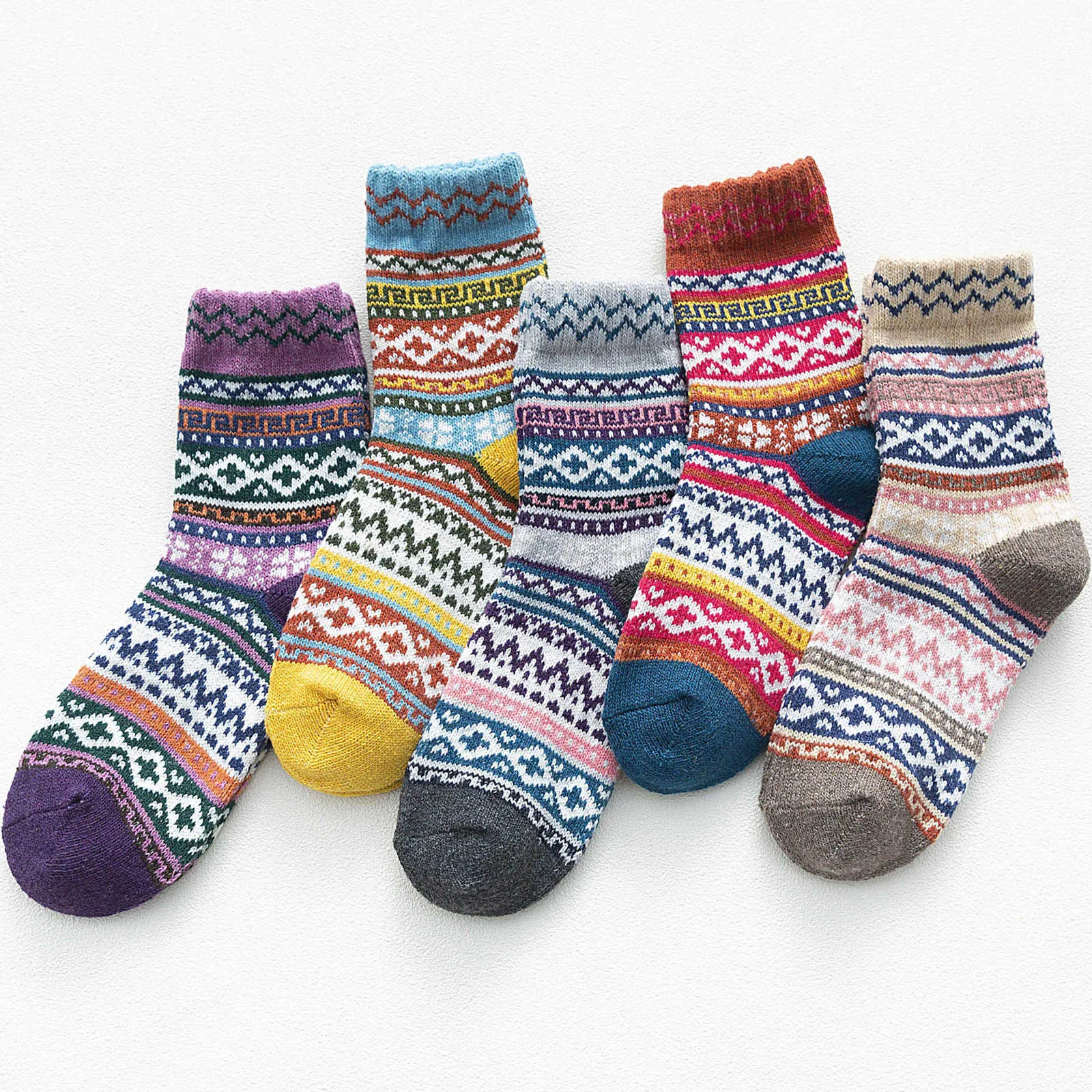 5 Pair Thick Warm Stripe Wool Socks Womens Socks Vintage Winter Soft Warm Cold Knit Wool Colorful Socks Fashion National Sock
5 Pair Thick Warm Stripe Wool Socks Womens Socks Vintage Winter Soft Warm Cold Knit Wool Colorful Socks Fashion National Sock