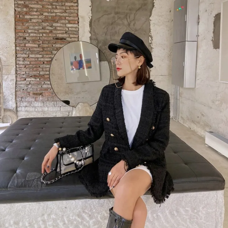 Autumn New Women Mid Long Tweed Jacket Double Breasted Slim Fit Tassels Office Ladies Suit Coat Brand Business Work Outerwear
Autumn New Women Mid Long Tweed Jacket Double Breasted Slim Fit Tassels Office Ladies Suit Coat Brand Business Work Outerwear