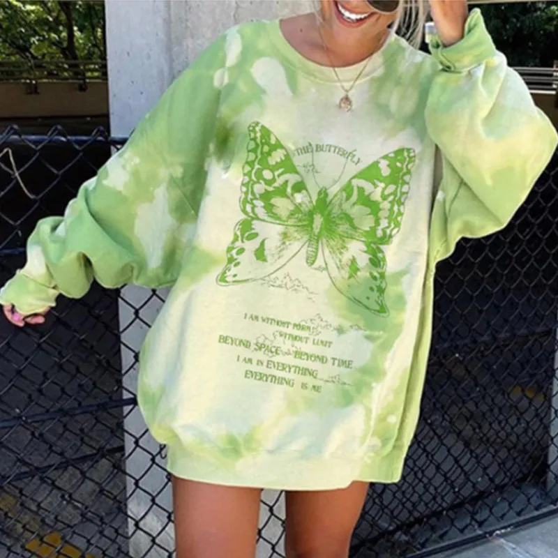 autumn woman sweatshirt tie-dye print o-neck butterfly long sleeved pullover loose tops long female sweatshirts sudadera mujer
autumn woman sweatshirt tie-dye print o-neck butterfly long sleeved pullover loose tops long female sweatshirts sudadera mujer