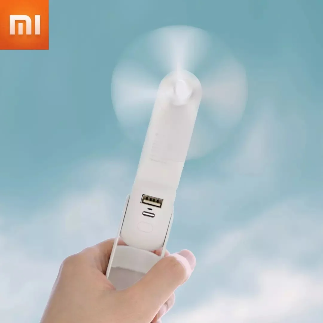 

Мини-вентилятор Xiaomi, складной электрический портативный удерживающий маленький воздухоохладитель с зарядкой и фонариком, электрический в...
