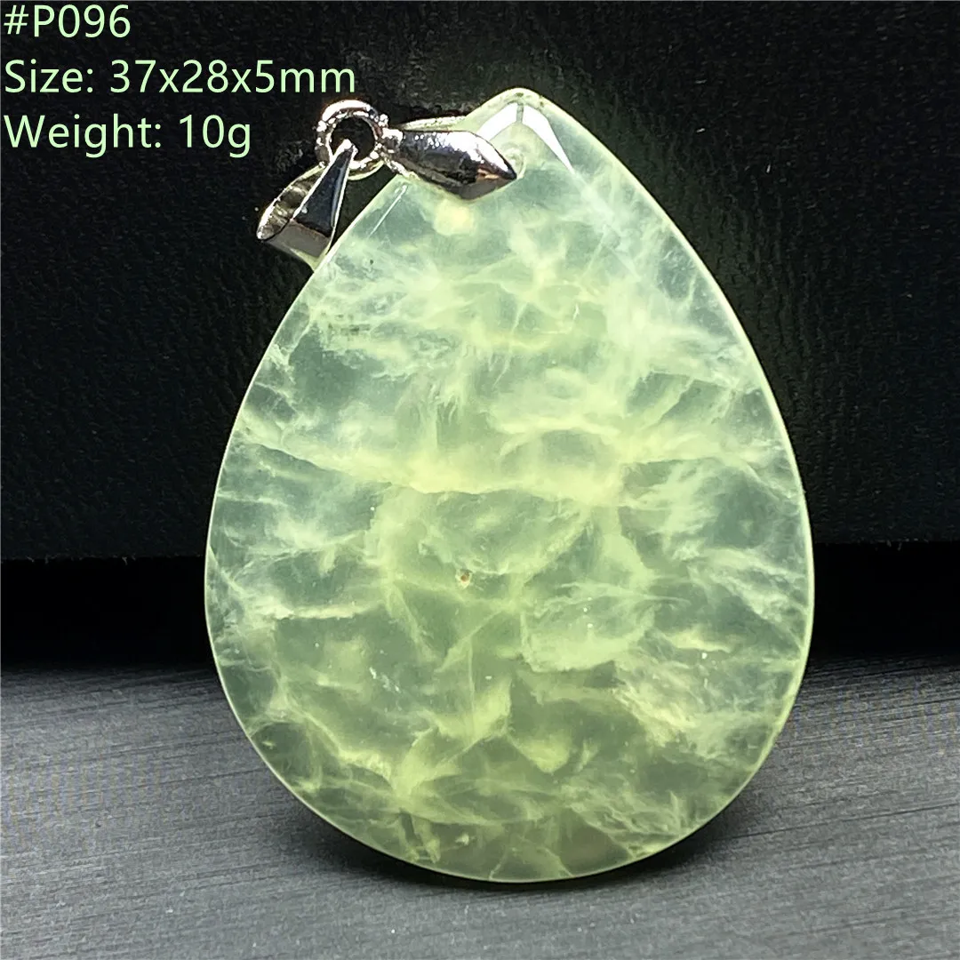 

Natural Green Prehnite Necklace Pendant For Woman Man Healing Gift Crystal Silver 37x28x5mm Beads Stone Gemstone Jewelry AAAAA