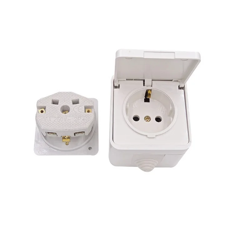 Weatherproof Outdoor Wall Power Socket 16A 250V EU Standard Electrical Outlet Grounded Surface Mounted Wiring | Электроника