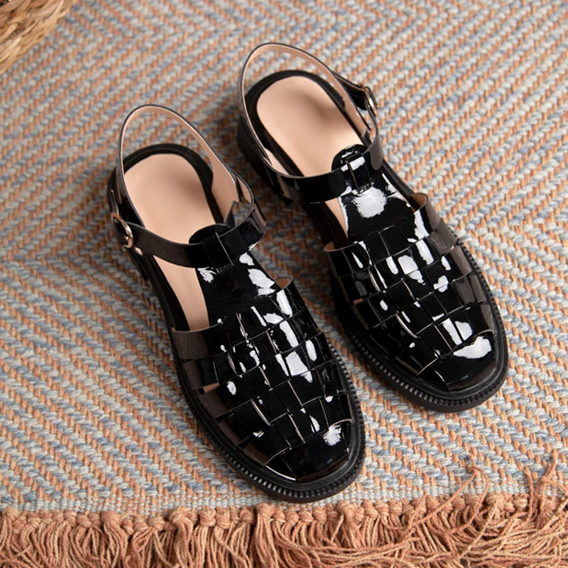 Gladiator Sandals Women Shoes Genuine Leather Sandals Thick Heel Round Toe Shoes Buckle Rome Mid Heel Lady Footwear 
Gladiator Sandals Women Shoes Genuine Leather Sandals Thick Heel Round Toe Shoes Buckle Rome Mid Heel Lady Footwear