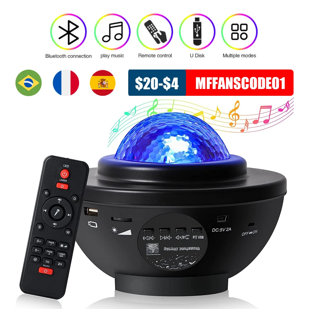 Galaxy Star Projector Night Light 10 Colors Music Starry Projector Light With Remote For Kids Bedroom/Game Rooms/Home Theatre
Galaxy Star Projector Night Light 10 Colors Music Starry Projector Light With Remote For Kids Bedroom/Game Rooms/Home Theatre