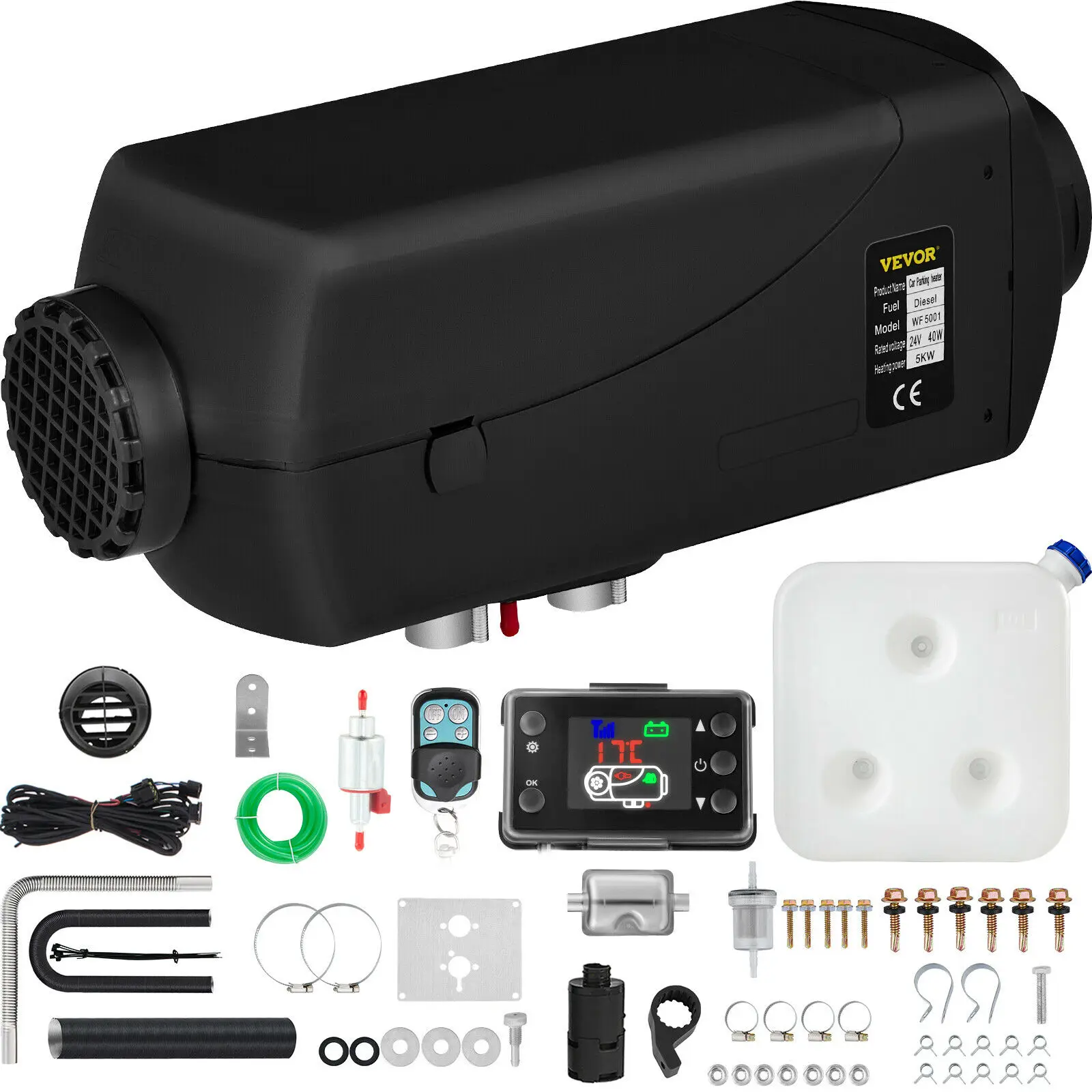VEVOR 24V 5KW Diesel Air Parking Heater with LCD Thermostat Switch Remote Control Silencer for Trucks Bus Car Motor Home Vehicle
VEVOR 24V 5KW Diesel Air Parking Heater with LCD Thermostat Switch Remote Control Silencer for Trucks Bus Car Motor Home Vehicle