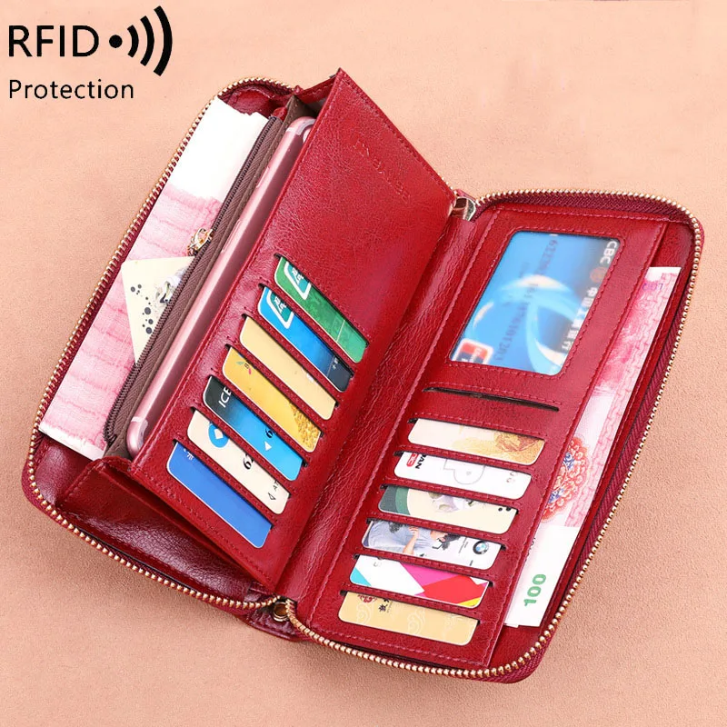 RFID Protection Genuine Leather Wallet Women Clutch bag Luxury Long Wallets Coin Purse Card Holder Cowhide Cell Phone Wallet New
RFID Protection Genuine Leather Wallet Women Clutch bag Luxury Long Wallets Coin Purse Card Holder Cowhide Cell Phone Wallet New