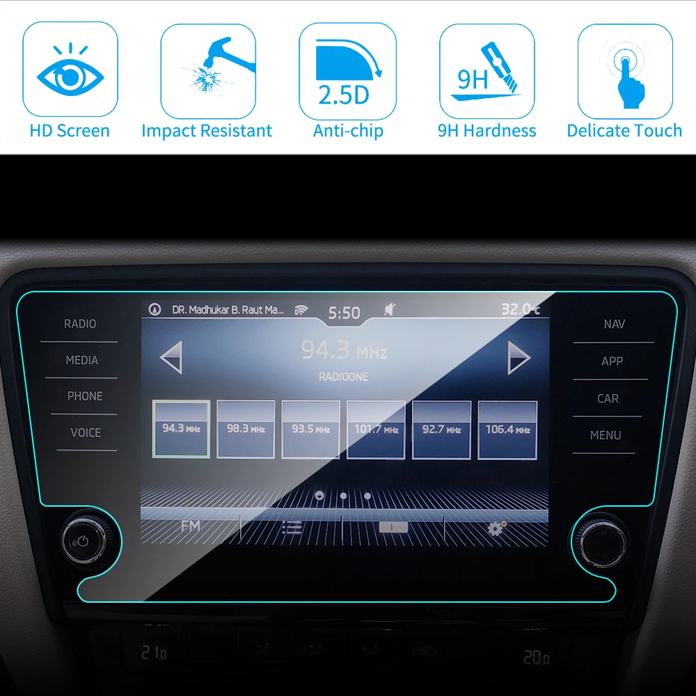 Защитная пленка для экрана автомобиля закаленное стекло 8 дюймов Skoda Octavia с GPS