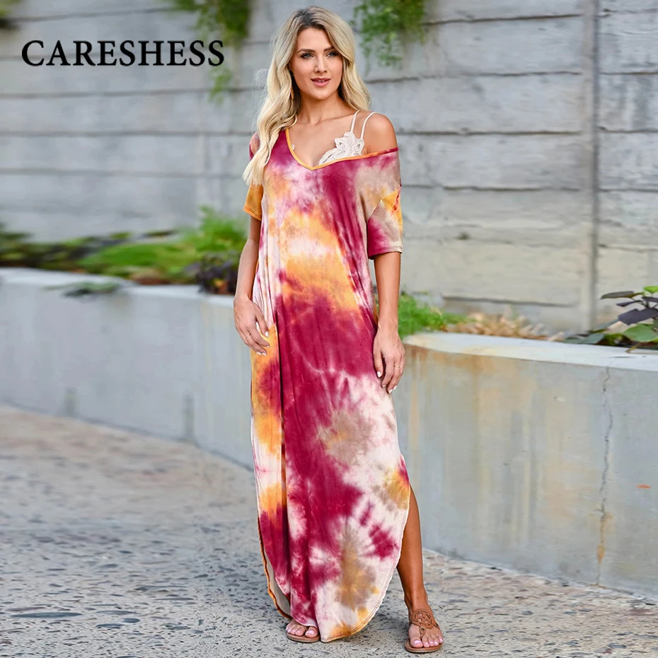 CARESHESS Sexy V Neck Floral Print Tie Dye Loose High Waist Long Maxi Dress Plus Size 3XL Women Dress Summer Beach Vintage Dress
CARESHESS Sexy V Neck Floral Print Tie Dye Loose High Waist Long Maxi Dress Plus Size 3XL Women Dress Summer Beach Vintage Dress