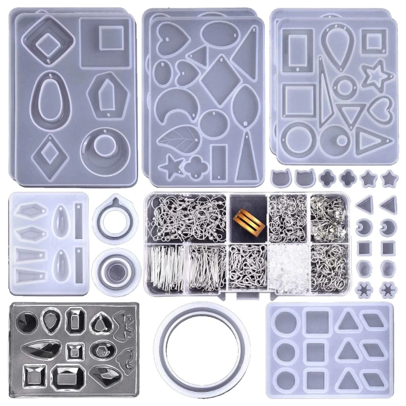 1 Set Crystal Epoxy Resin Mold Kit Earring Pendants Silicone Mould with Earring Hooks Jump Rings DIY Crafts Jewelry Making Mater
1 Set Crystal Epoxy Resin Mold Kit Earring Pendants Silicone Mould with Earring Hooks Jump Rings DIY Crafts Jewelry Making Mater