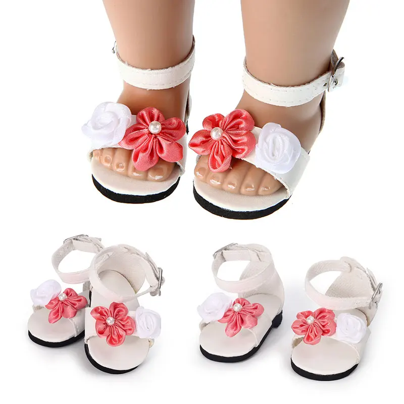 Фото 1 пара кукольных туфель для девочек обувь с цветами куклы 18 дюймов 43 см сандалии
