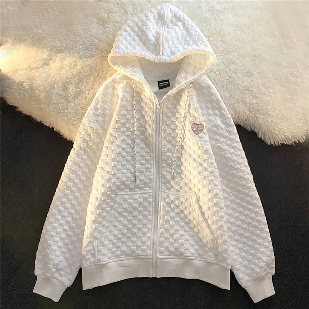 Women's Autumn And Autumn New Cardigan Casual Fashion Simple Street Style Love Printed Plaid Long Sleeve Loose Slim Hoodie Top
Women's Autumn And Autumn New Cardigan Casual Fashion Simple Street Style Love Printed Plaid Long Sleeve Loose Slim Hoodie Top