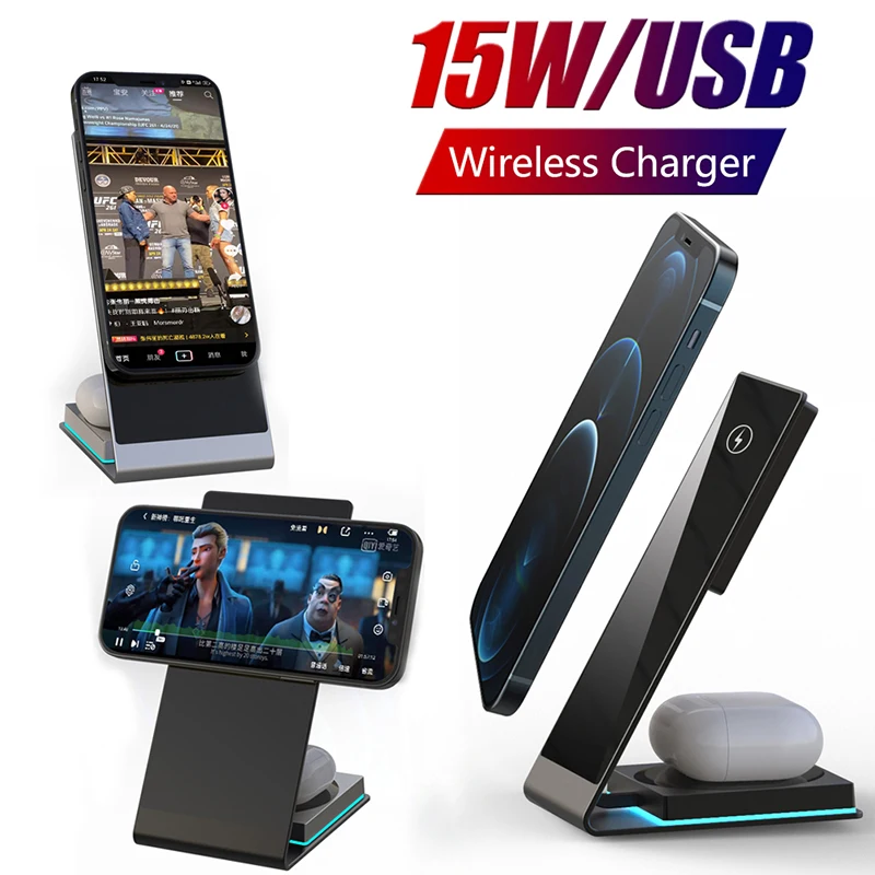2 In 1 Wireless Charger For iPhone 13 12 11 Pro X XS Max XR For Airpods Pro Fast Charger Stand For Samsung S21 S20 Xiaomi 11 10
2 In 1 Wireless Charger For iPhone 13 12 11 Pro X XS Max XR For Airpods Pro Fast Charger Stand For Samsung S21 S20 Xiaomi 11 10