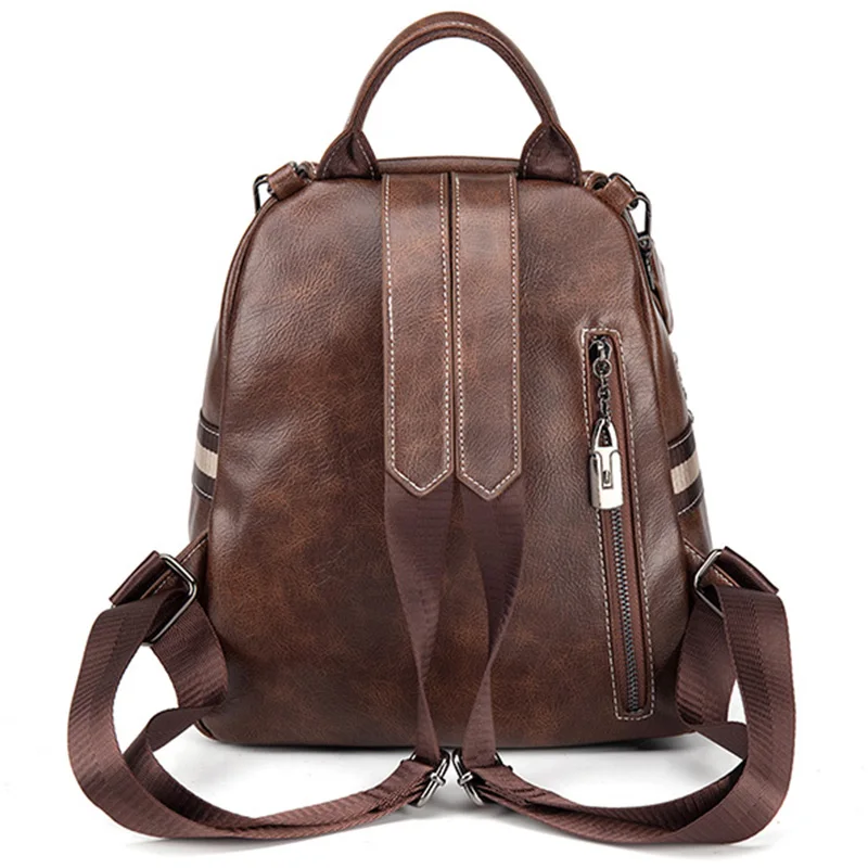 Rivet Backpack Women Oil Wax Leather Waterproof Bags Light Travel Shoulder Bag Multifunctional Anti-Theft Bag 2020
Rivet Backpack Women Oil Wax Leather Waterproof Bags Light Travel Shoulder Bag Multifunctional Anti-Theft Bag 2020