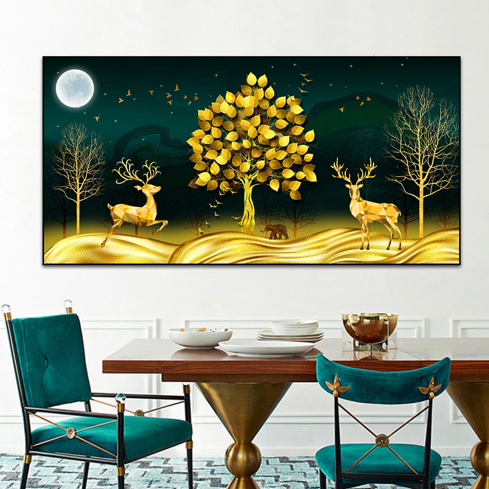 Golden Abstract Deer Tree Bird Wall Art Canvas Painting Nordic Posters and Prints Decorative Pictures for Living Room Home Decor
Golden Abstract Deer Tree Bird Wall Art Canvas Painting Nordic Posters and Prints Decorative Pictures for Living Room Home Decor