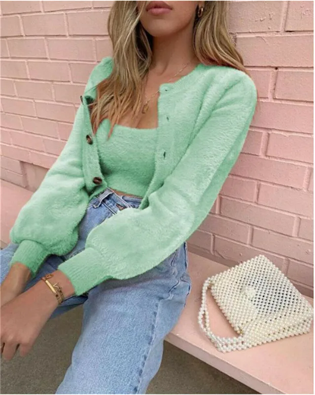 2 Pieces Top Set Women Winter Long Sleeve Solid Color Single Breasted Fluffy Coat With Boob Tube Top Plus Size
2 Pieces Top Set Women Winter Long Sleeve Solid Color Single Breasted Fluffy Coat With Boob Tube Top Plus Size