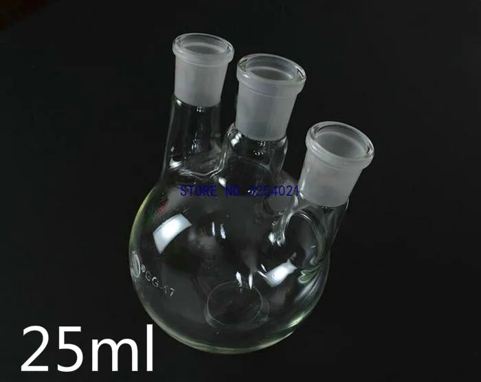 Колба стеклянная с круглым дном и 3 отверстиями, 25 мл
Колба стеклянная с круглым дном и 3 отверстиями, 25 мл